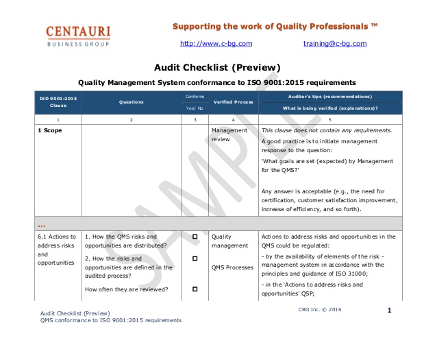 free iso 9001 audit questions